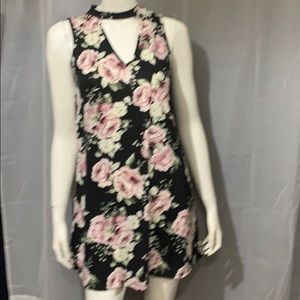 Black with pink flowers Floral Dress